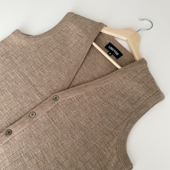 Preppy Academia Sweater Vest in Tan | Grandpa Sweater Vest | Light Academia - Picture 5 of 8